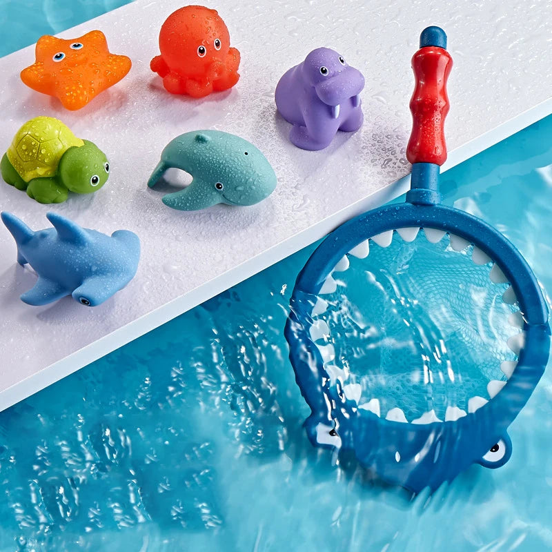 Fishing Toys Network Bag Pick up Octopu Starfish Change Color Kid Toy Swimming Summer Play Water Bath Doll Water Spray Bath toys