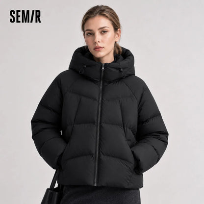 Semir Women Down Jacket 90 Percent Down Fill Raglan Sleeve Loose Fit Hooded 2026 New Winter Daily Wear Urban Casual Style