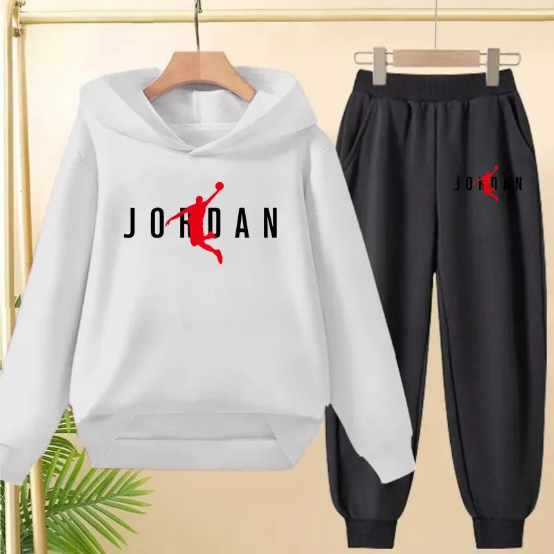 Children's Sportswear Set with Hoodie Sweatshirt And Long Pants Suitable for Kids Aged 3-13 Years Old for Engaging in Sports