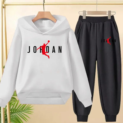Children's Sportswear Set with Hoodie Sweatshirt And Long Pants Suitable for Kids Aged 3-13 Years Old for Engaging in Sports