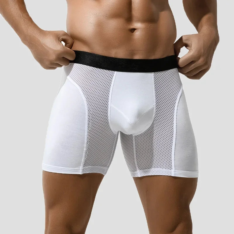 5PCS Extended athletic briefs Men's boxers Modal anti-wear leg running plus size breathable training boxers