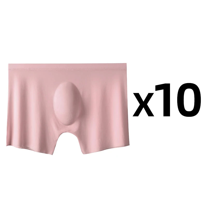 Mens Ice Silk Boxers - 10 Pcs Ultra-Thin Seamless Breathable Underwear