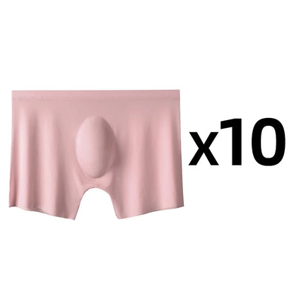 Mens Ice Silk Boxers - 10 Pcs Ultra-Thin Seamless Breathable Underwear