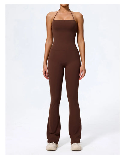 Women Yoga Jumpsuit - Sleeveless Quick Dry Workout Wear with Backless Sportswear Design