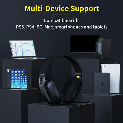 BINNUNE BW06 2.4GHz Bluetooth Gaming Headset with Mic for PS5 PS4 PC Mac Playstation Wireless Gaming headphone with Microphone