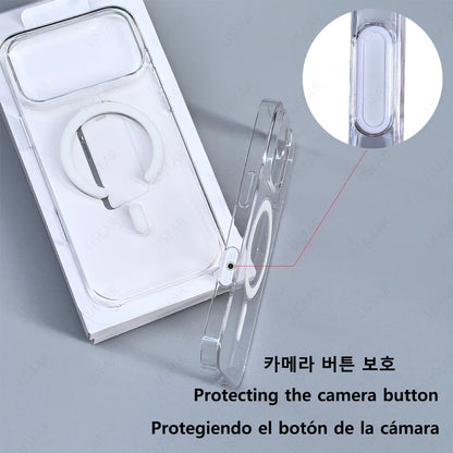 Original Clear Magnetic Phone Case For iPhone 18 17 Pro Max 16 15 14 Plus 13 12 Mini For Magsafe Wireless Charging Protect Cover