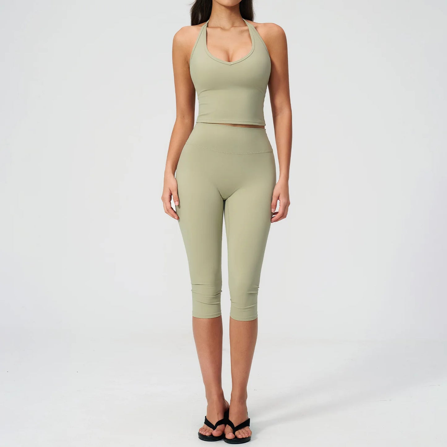 Women Tracksuit Yoga Set 2PCS Sports Set Short Sleeve Fitness Outfits Workout Clothes Running Capri Pants Gym Suit Athletic Wear