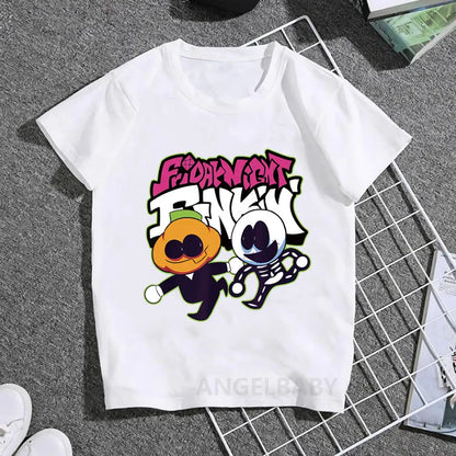 Hot Game Friday Night Funkin Cartoon Kids T shirt Girls Summer Fashion Tops Baby Boys Clothes Children Short Sleeve T-shirt