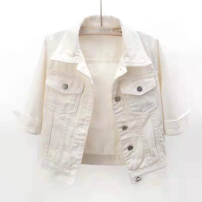 2025 New Spring Summer Women Short Denim Jacket  Fashion Slim Jeans Cape Coat