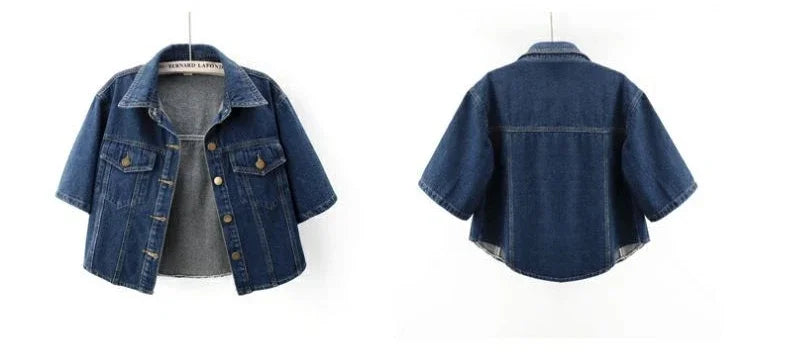 Fashionable New Versatile Short Sleeved Denim Jacket for Women Loose Korean Version Top Small Shawl Cardigan for Outerwear