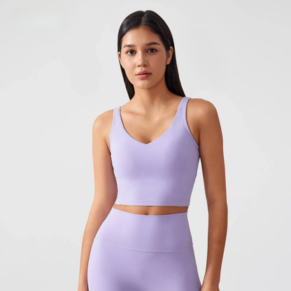 Sports Bra For Women - Breathable Yoga Crop Top With Fixed Chest Pad & U-Shaped Back