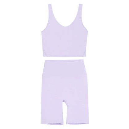 2026 Yoga Women's Bra With U-shaped Back Sets Fitness Running Summer Breathable Quick Drying Fixed Vest Five-point pants