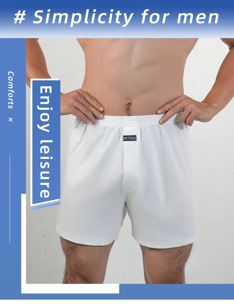 1PC Big Underpants Solid Pajama Bottoms At Home Plus Size Boxers Brief For Men High Waist Allo Pants Cotton Slacks Sleep Bottoms