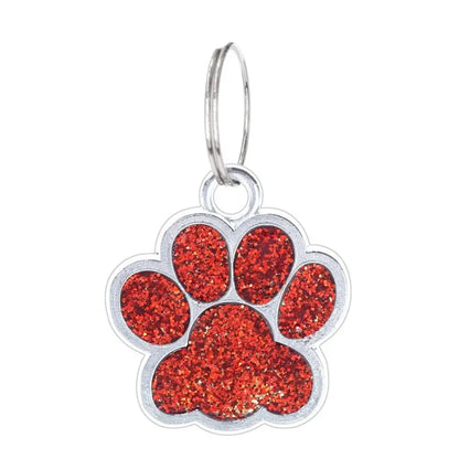 Cat Dog Paw Print Dog Cat Tags Anti-Lost Pet Glitter Pendant with Hook Exquisite Pet Collar Tag Pendant Kitten