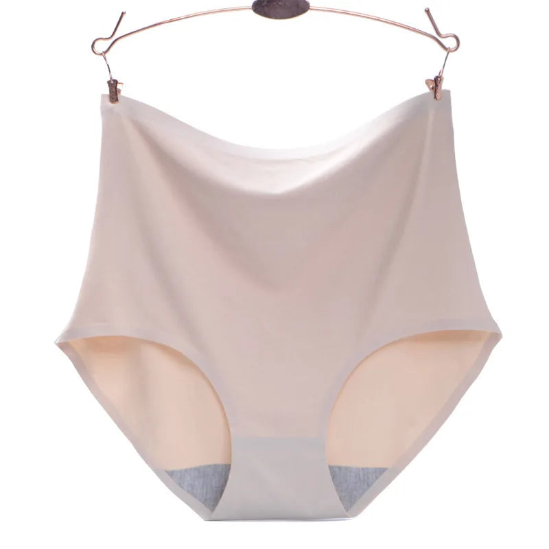 Plus Size women seamless Panties ice silk smooth soft Sexy Underwear Women High Waist Ultrathin Breathable underpants 50-100kg