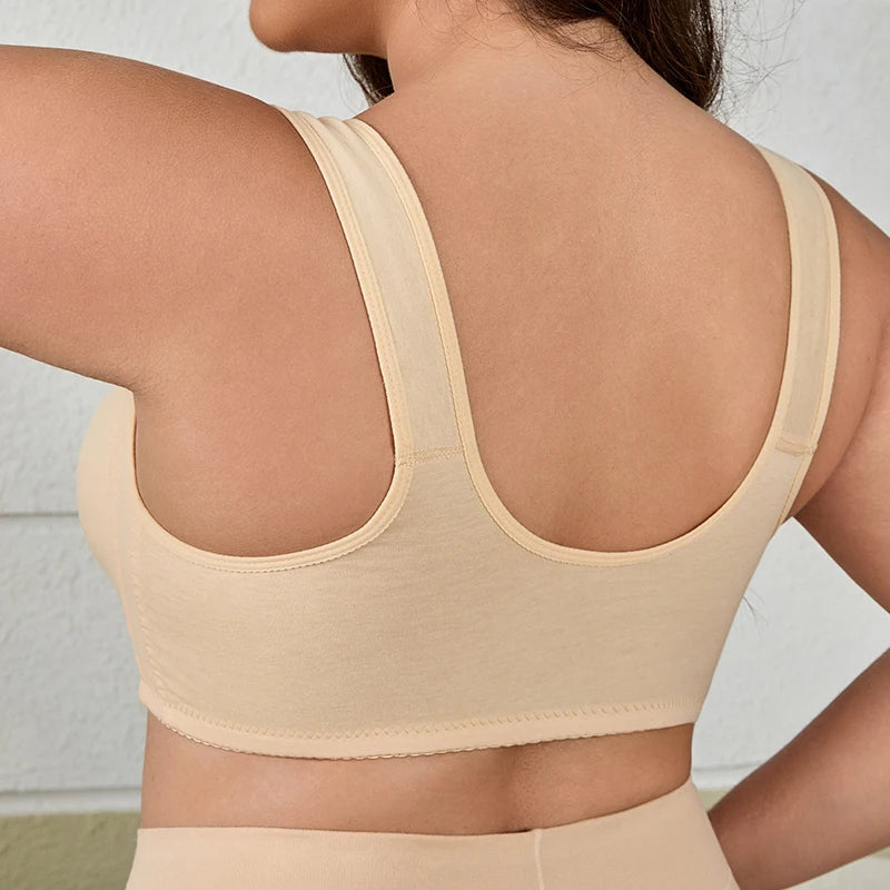 CINOON Women Plus Size Front Closure Wireless Bra Printed Wide Straps Lift Gather Full Coverage Everyday Breathable Soft Intimat