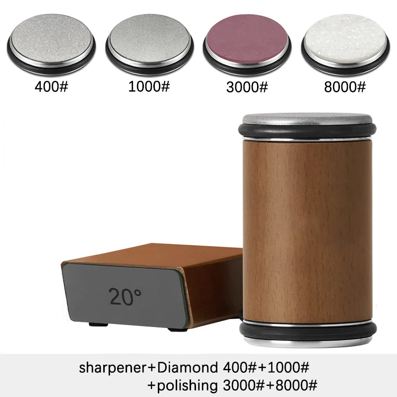 Rolling Knife Sharpener | Double Sided Diamond Sharpening Stone with Magnetic Angle