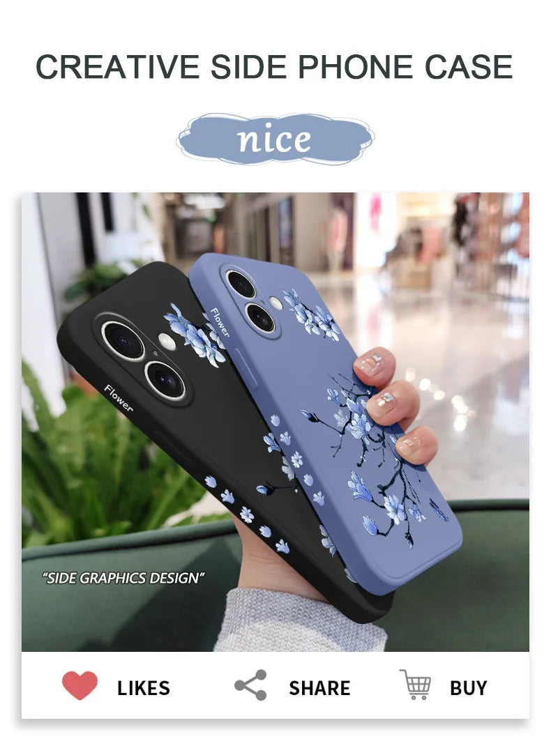 Blooming Orchid Phone Case For iPhone 17 17 Air 16 16e 15 14 13 12 11 Plus Pro Max Mini Silicone Cover
