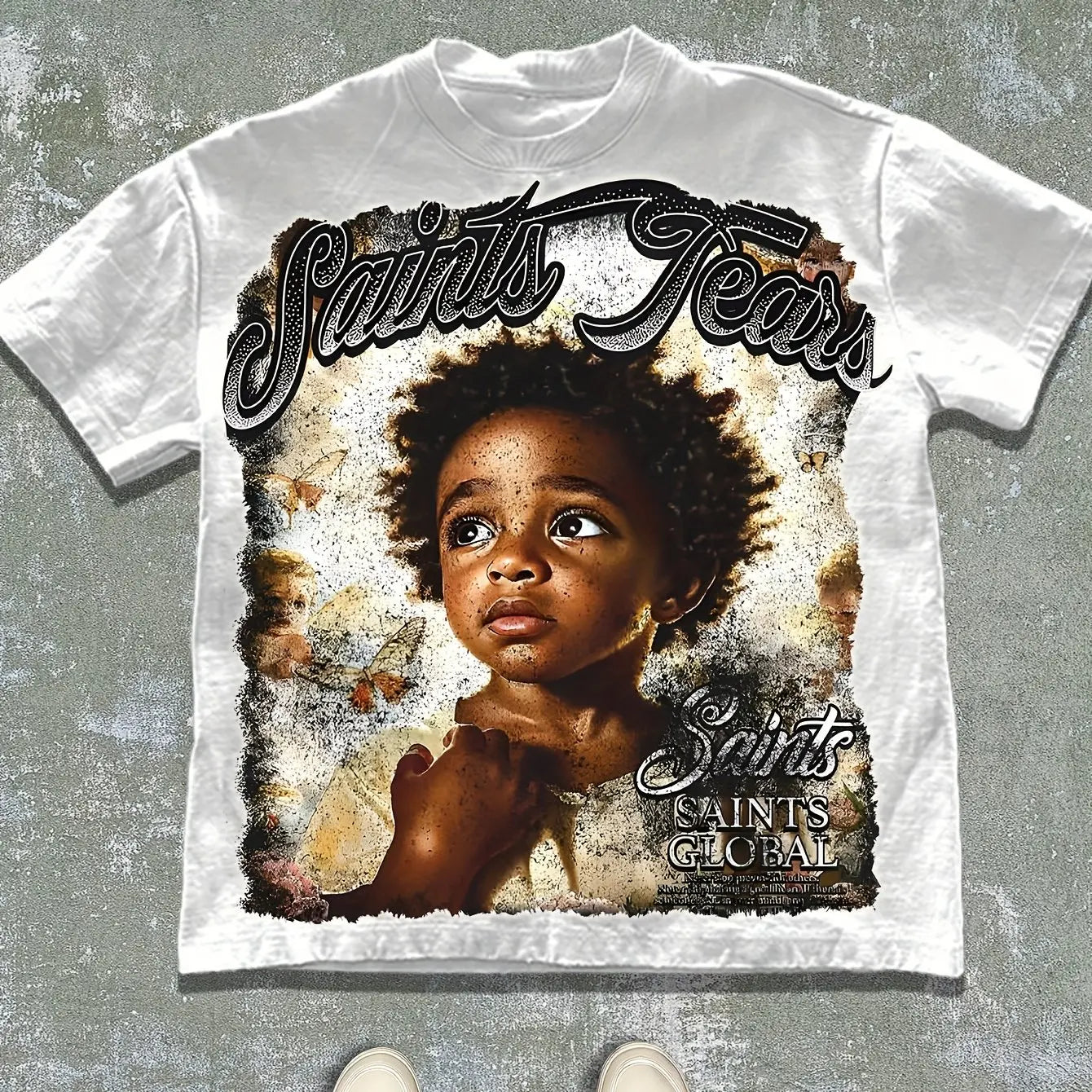 Men's Saint's Tears Pattern T-shirt for Spring and Summer, Suitable for Both Men and Women, Casual T-shirt