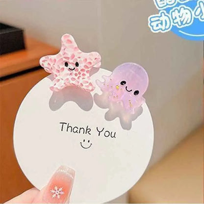 8/6/4Pcs Acetate Ocean Animal Hair Clips Summer Beach Non-Slip Hair Claws Crab Starfish Whale Hair Accessories for Women Girl