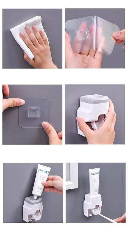Automatic Toothpaste Dispenser  Toothbrush Holder - Wall Mount Squeezer for Bathroom - ZOOMNSTORE