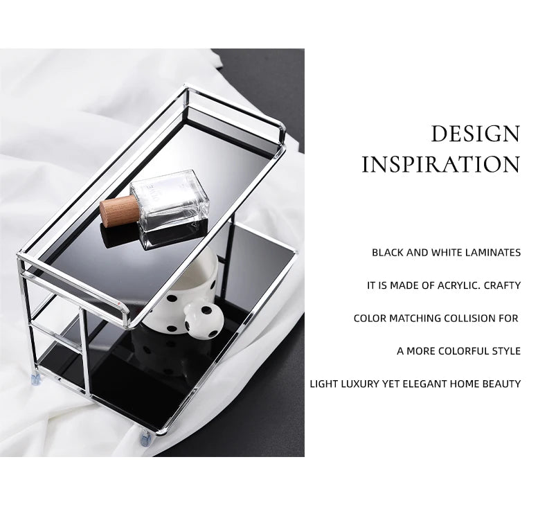 Metal Desk Organizer - Double Layer Desktop Storage Rack for Cup, Cosmetics & Bathroom
