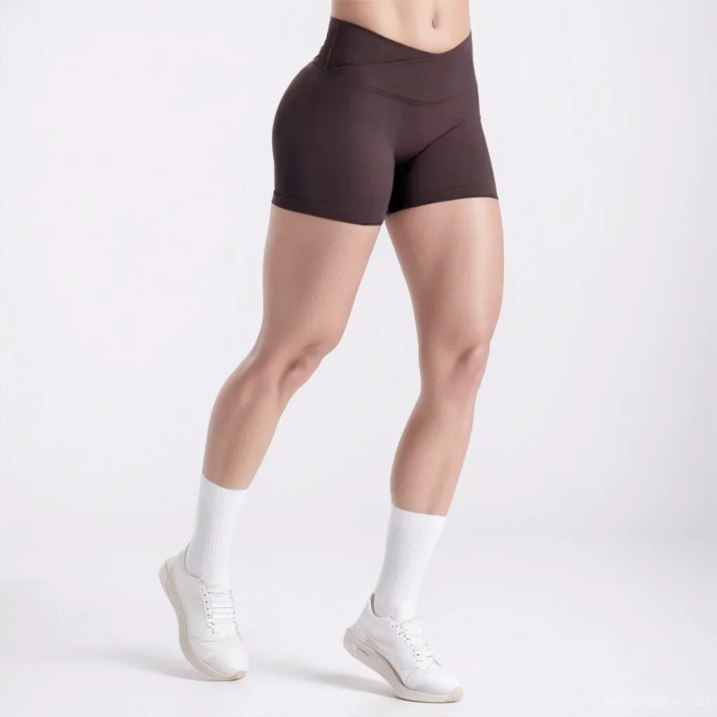 Vision Shorts 4.5'' Crossover Waist Seamless Yoga Shorts Hip Lifting Women Workout Gym Shorts Fitness Scrunch Bum Sports Shorts