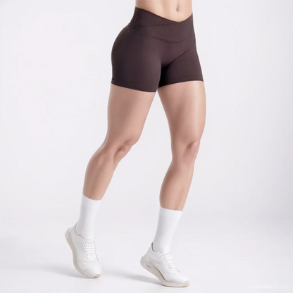 Vision Shorts 4.5'' Crossover Waist Seamless Yoga Shorts Hip Lifting Women Workout Gym Shorts Fitness Scrunch Bum Sports Shorts