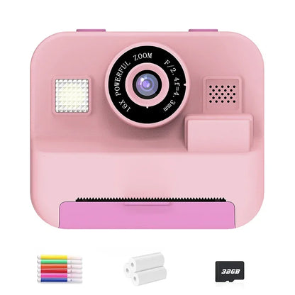 Kids Instant Print Camera - 48MP Digital Educational Thermal Photo Printer With 32GB Card