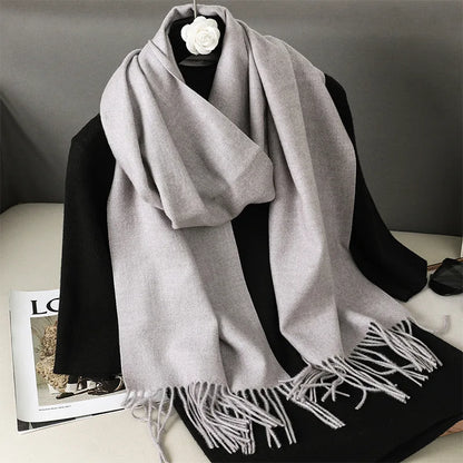 62-Color Cashmere Winter Scarf - Warm Thicken Pashmina Shawl with Tassels