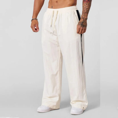 Autumn New Casual Pants Men’s Loose Cotton Casual Pants Wide-Leg Trendy Sports Patchwork Long Pants American-Style Sweatpants
