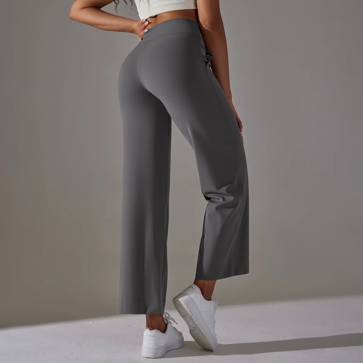 Women Leggings Wide Leg Flare Pants With Pockets Drawstring Sports Trousers High Waist Flared Yoga Leggings Fitness Running Jogg
