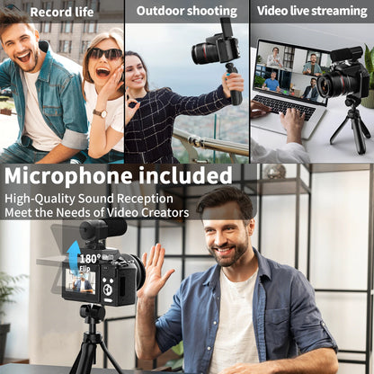 64MP Digital Camera - 5K Video, 16X Optical Zoom & WiFi Camera Control for Vlogging