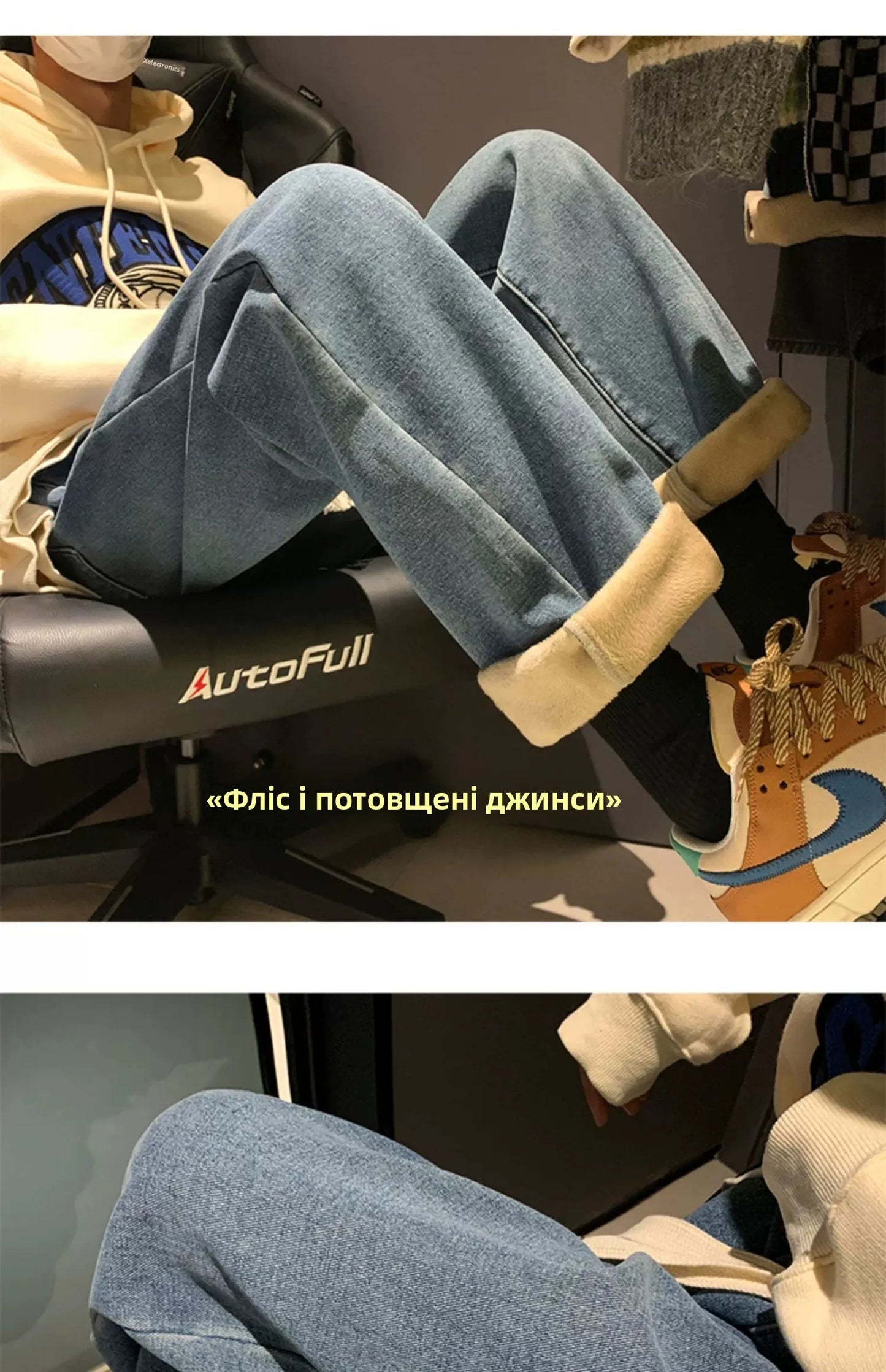 Thiened Fce Lined Thi High Waist Loose Fits Jeans Womens Winter Straight Leg Wide Leg Trousers Wear Resistd Denimcloth...