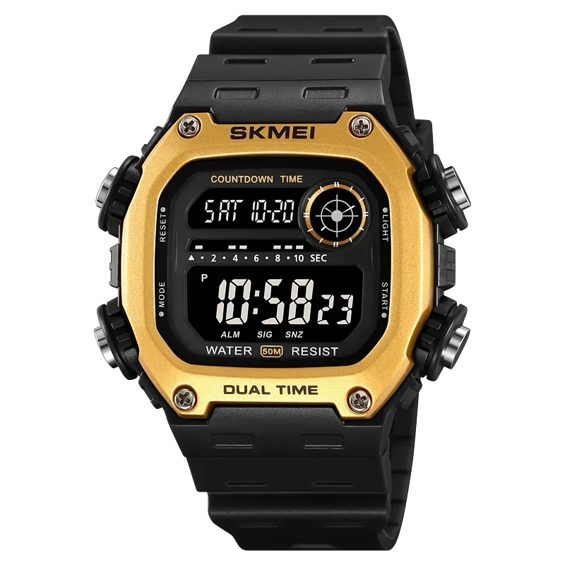 Digital Sport Watch - Waterproof Wristwatch With Countdown Timer & Alarm Function