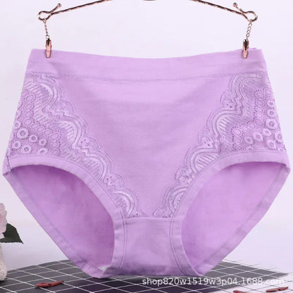 Plus Size Women's Lace Cotton Briefs 5XL 6XL Sexy Comfortable Panties for Full Figure Mature Ladies Soft Breathable Underwear