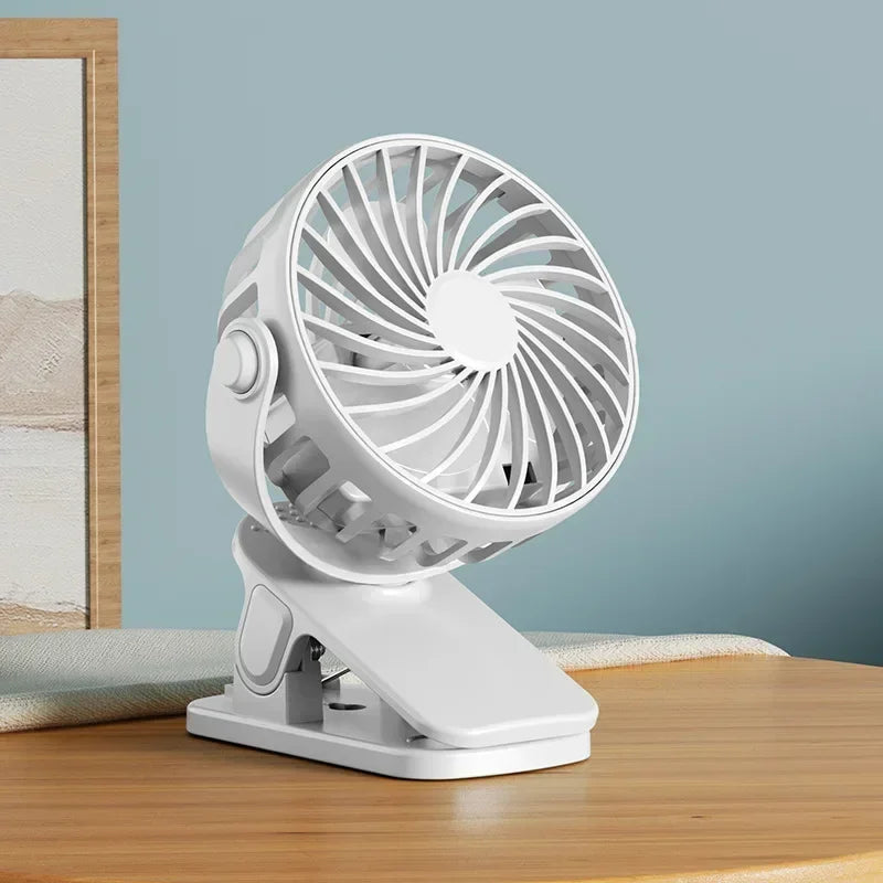 Portable Mini Cooler Fan 720°Rotatable Clip Fan Built In Night Lamp USB Rechargeable Personal Fan For Outdoor Camping Ventilador