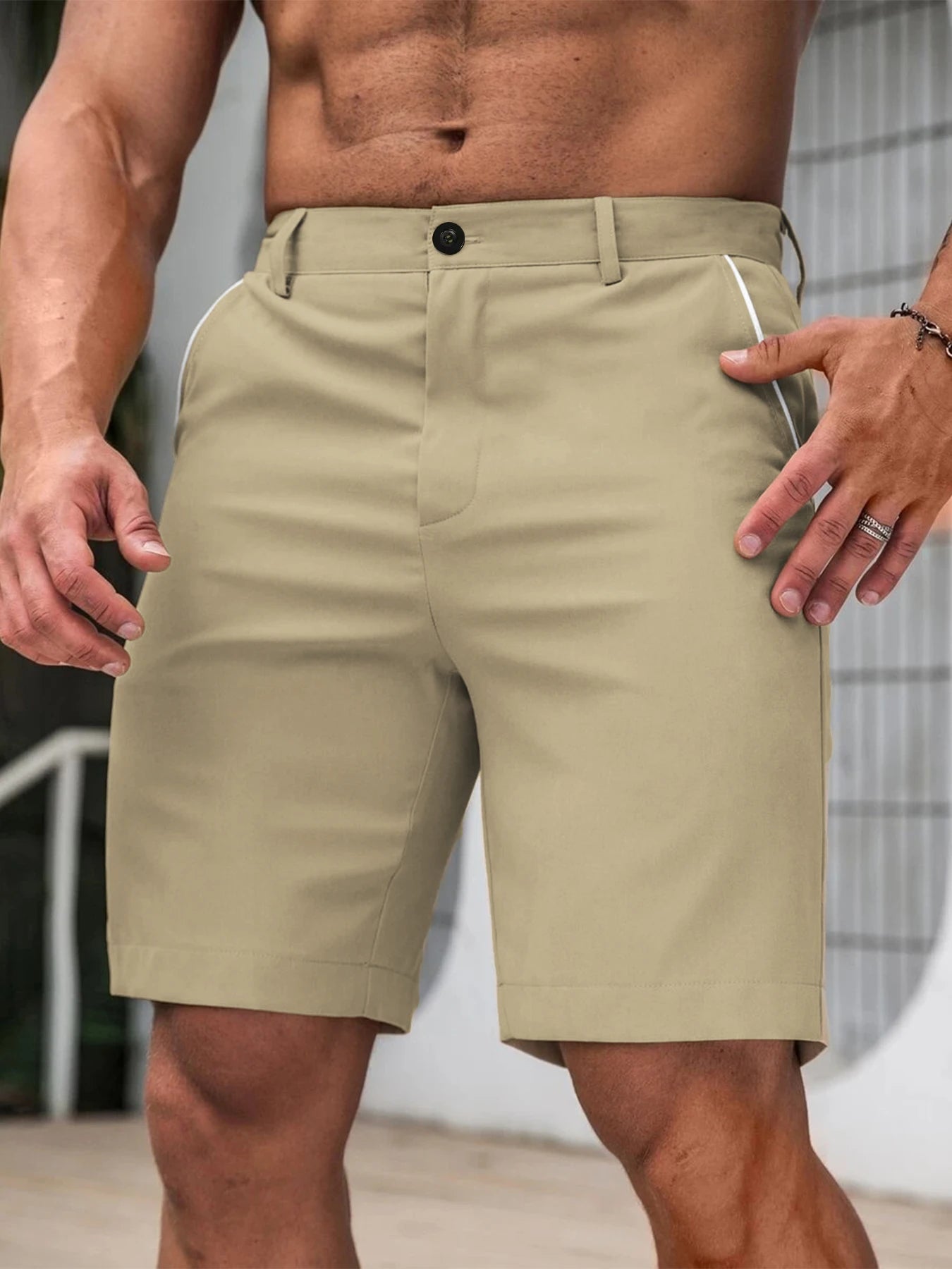 Summer Men's Lightweight Stretch Casual Golf Shorts Comfortable Knee Pants for Hiking Business Streetwear