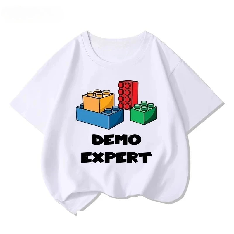 Lego educational cartoon print summer boys and girls 100% cotton short sleeved T-shirt