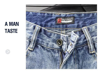 Men's Denim Shorts – Slim Fit Casual Knee Length Pants With Ripped Patch Detail