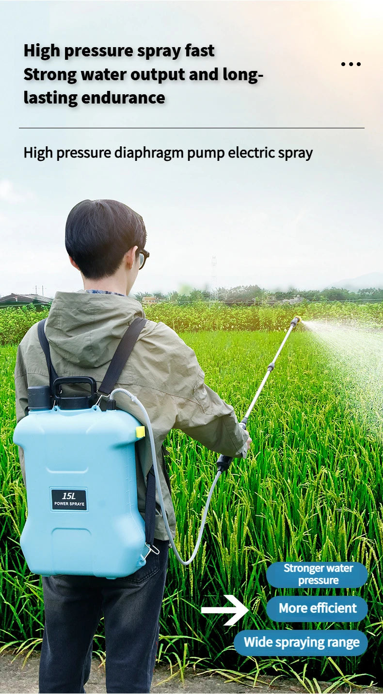 15L Multifunction Electric Sprayer, Adjustable Nozzle Garden Spray Tank For Watering, Cleaning, Pet Bathing with 3 Spray Heads