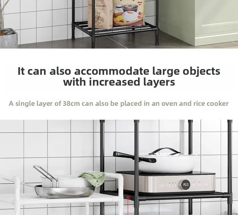 Microwave Oven Rack - Multi-Layer Removable Kitchen Storage Rack with Wheels