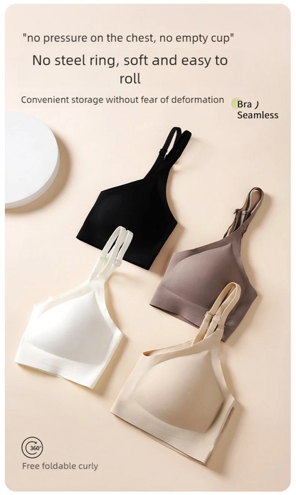 Women's bra, seamless underwear, large breasts, small breasts, gathering, thin semi-fixed cup, beautiful back bra, sexy