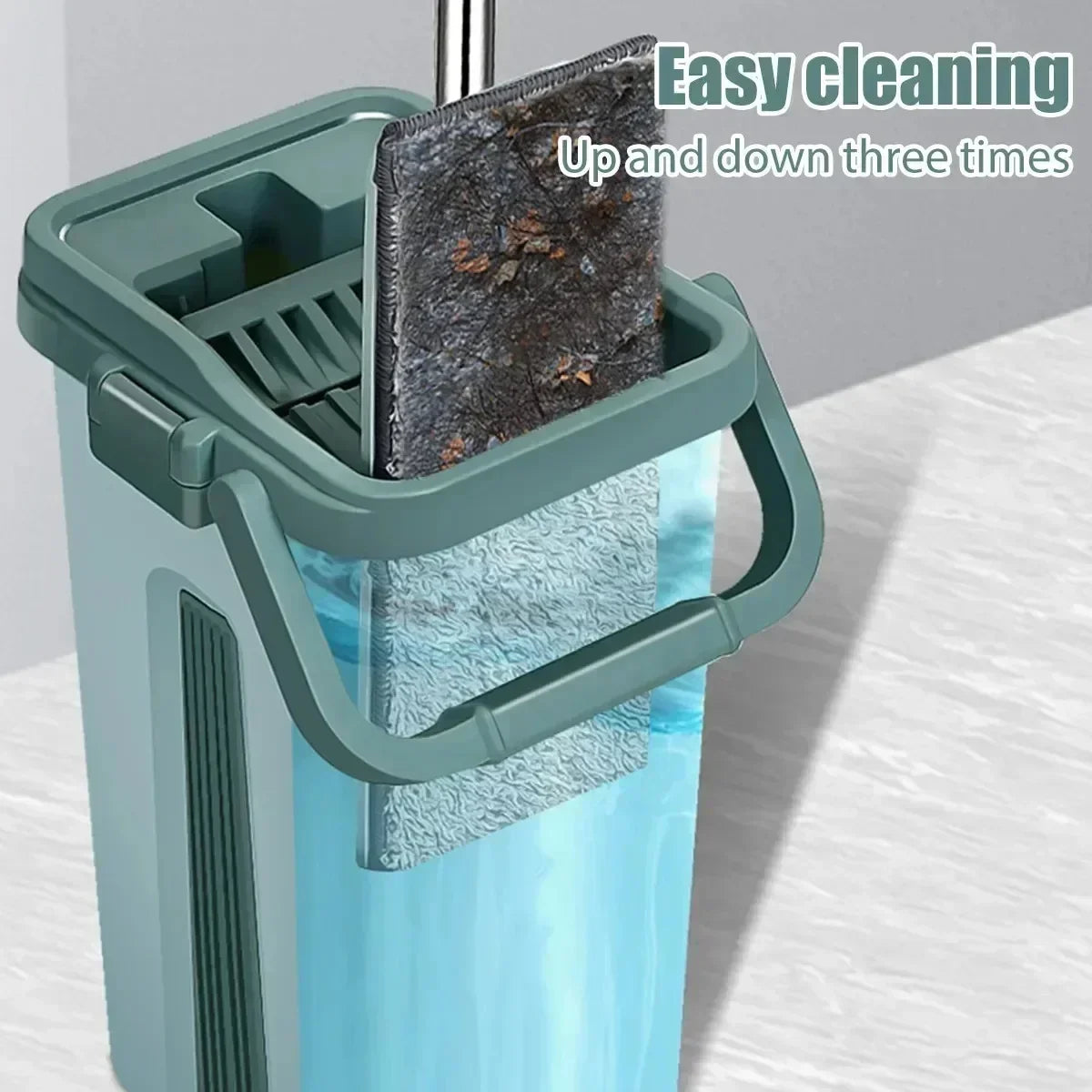 Flat Squeeze Mop with Bucket - Easy Wring Microfiber Floor Cleaner for Hardwood  Laminate