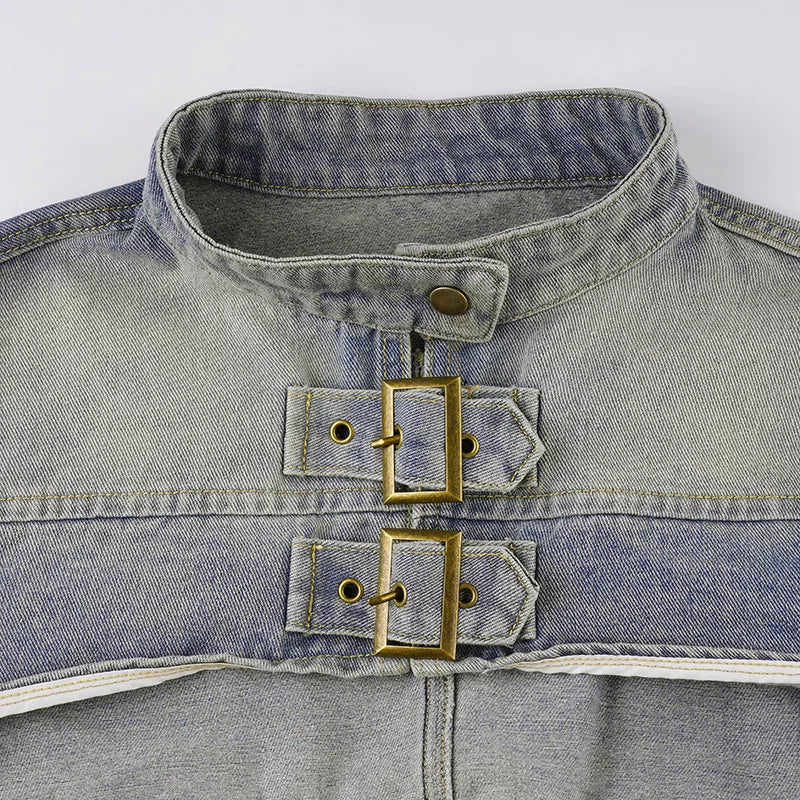 Women Fashion Denim Jacket Y2K Aesthetic Vintage Sexy Crop Tops Coat Japanese Harajuku Streetwear Female Spring Summer Outerwear