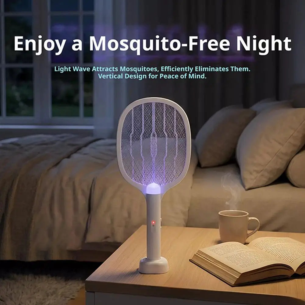 Rechargeable Foldable Electric Mosquito Swatter Photocatalyst Mosquito Trap Lamp Dual-use Electric Shock Bug Zapper For Indoor