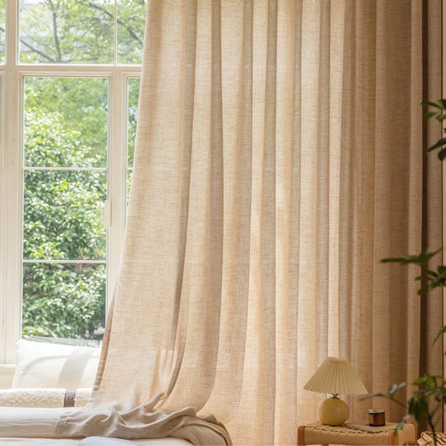 Blackout Curtain - Modern Linen Breathable Drapes for Living Room & Bedroom Heat Insulating