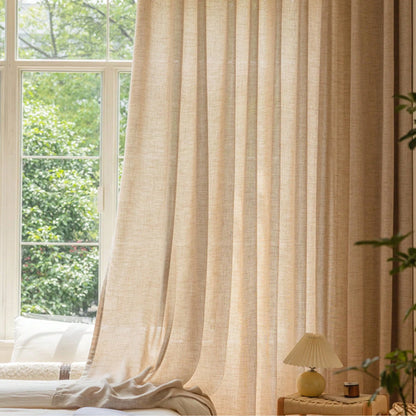 Blackout Curtain - Modern Linen Breathable Drapes for Living Room & Bedroom Heat Insulating