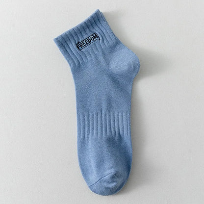 5 Pairs/Lot Men's Solid Color Socks Black White Business Casual Simple Versatile Breathable Cotton Sports Mesh Short Socks