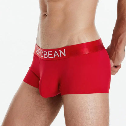 SEOBEAN New Ice Silk Boxers Men Underwear U Convex Pouch Solid Underpants Comfortable Breathable Thin Boxershorts